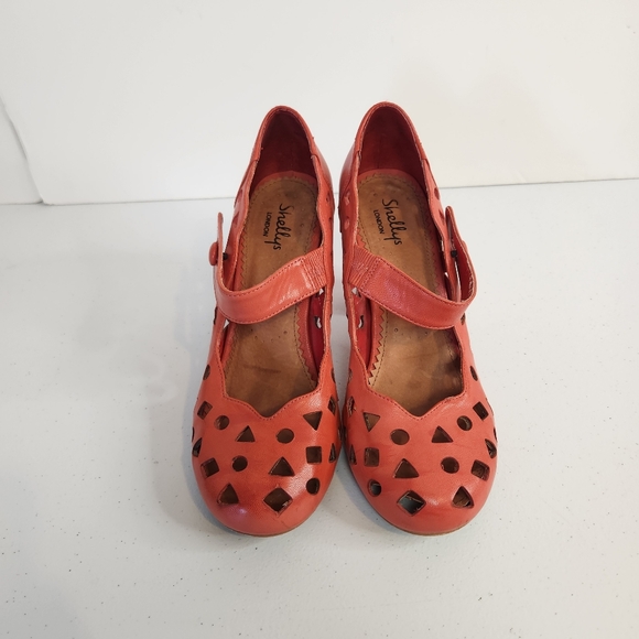 Shelly's London Orange Cut-out Chunky High Heels Size 37 6.5 7 Pin-up Rockabilly - Picture 4 of 10